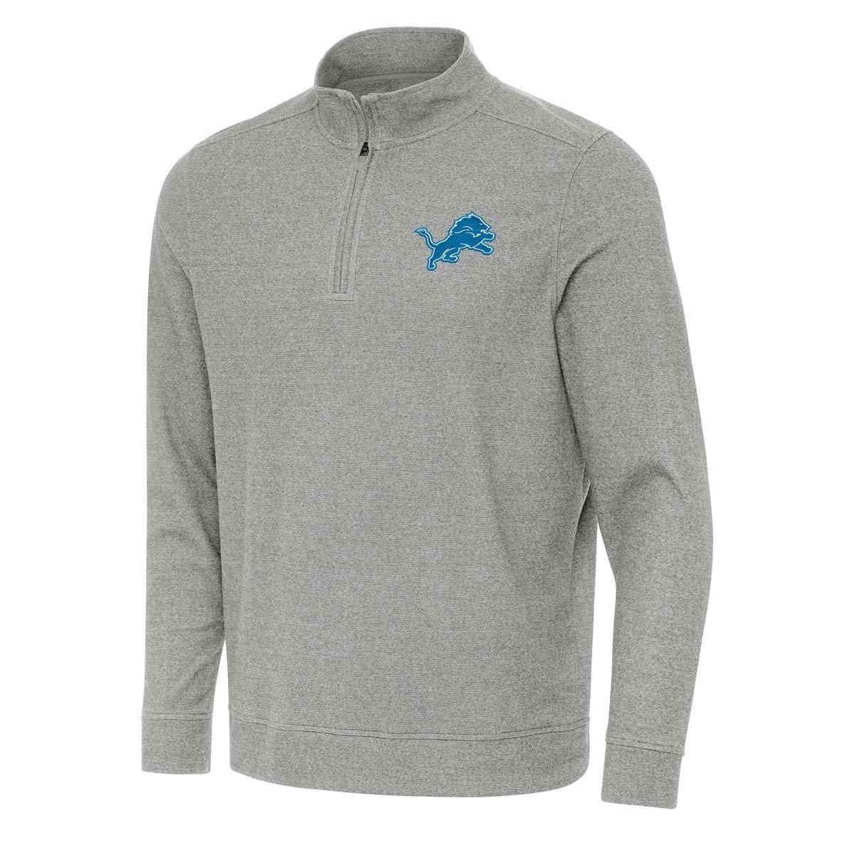 Men's Antigua Heather Gray Detroit Lions Subtle Quarter-Zip Top