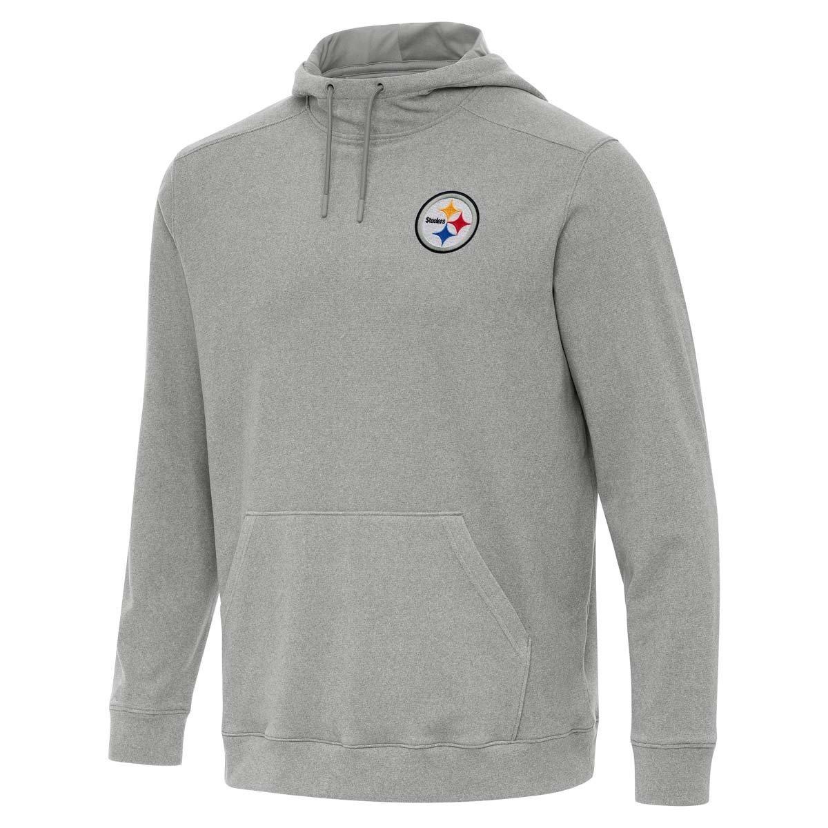 Men's Antigua Heather Gray Pittsburgh Steelers Cloud Pullover Hoodie