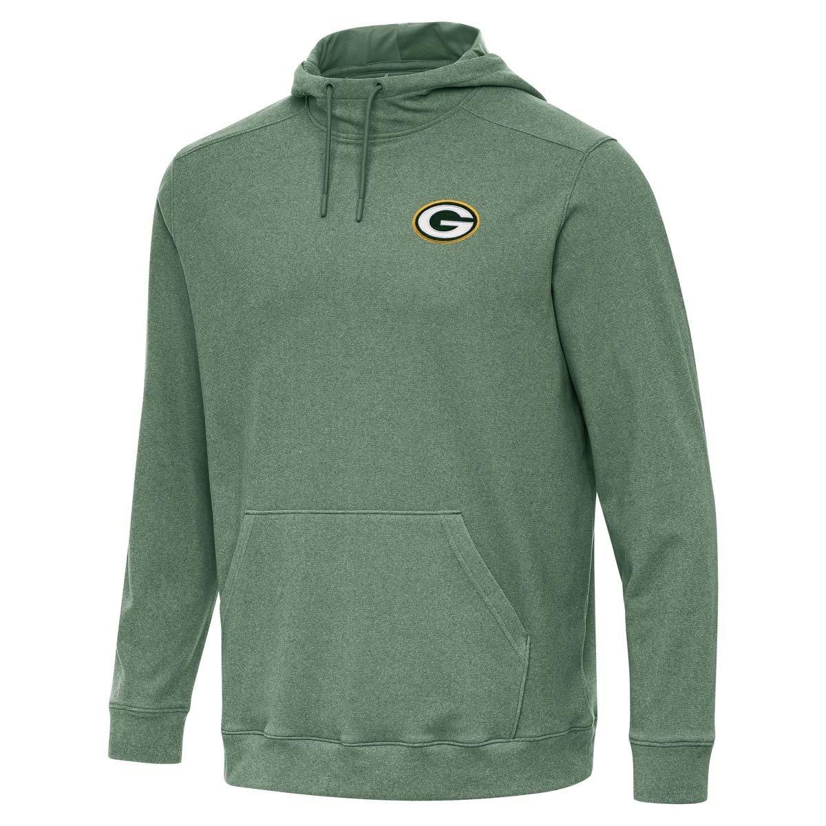 Antigua Men's Heather Green Bay Packers Cloud Pullover Hoodie - Heather Green