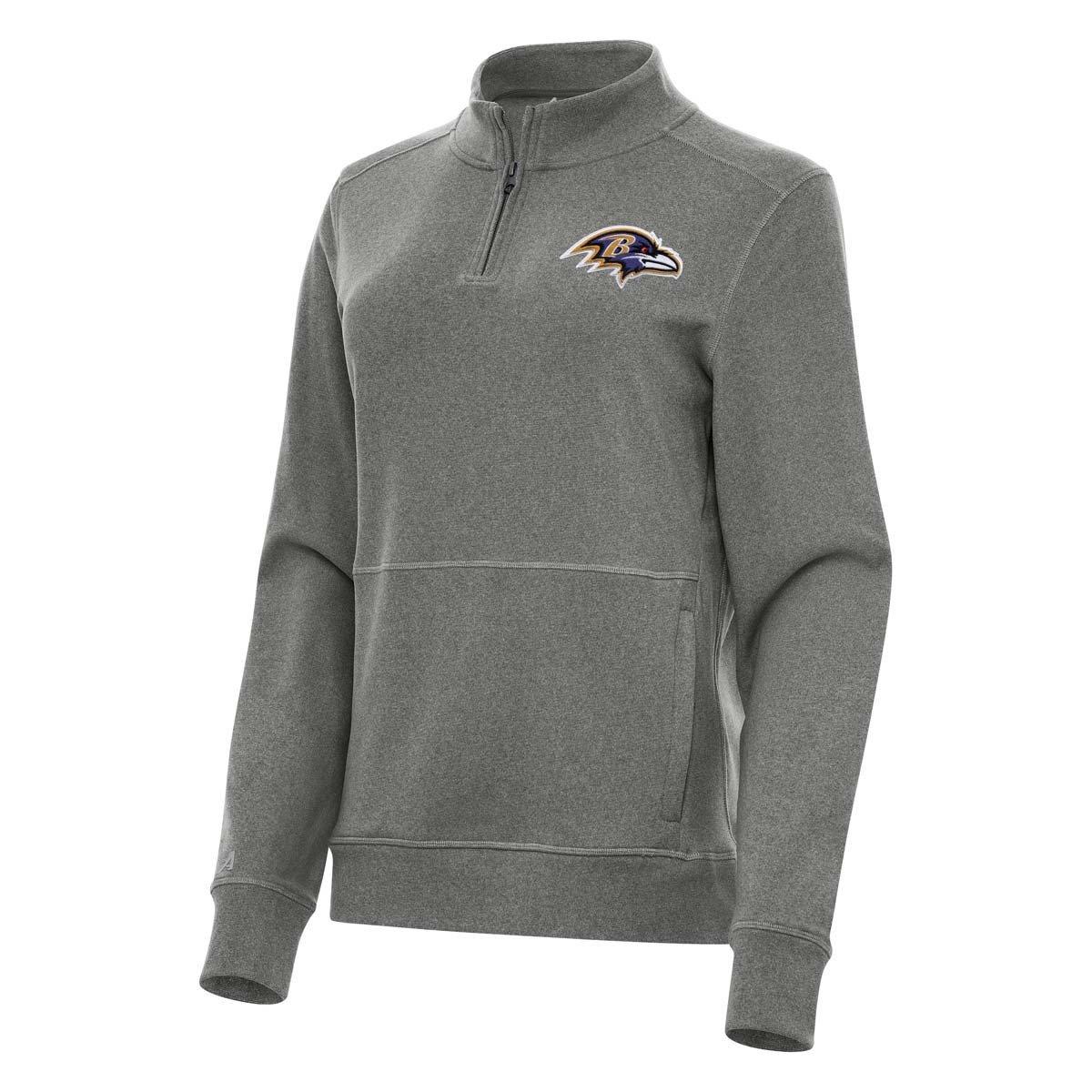 Women's Antigua  Heather Black Baltimore Ravens Crush Quarter-Zip Jacket