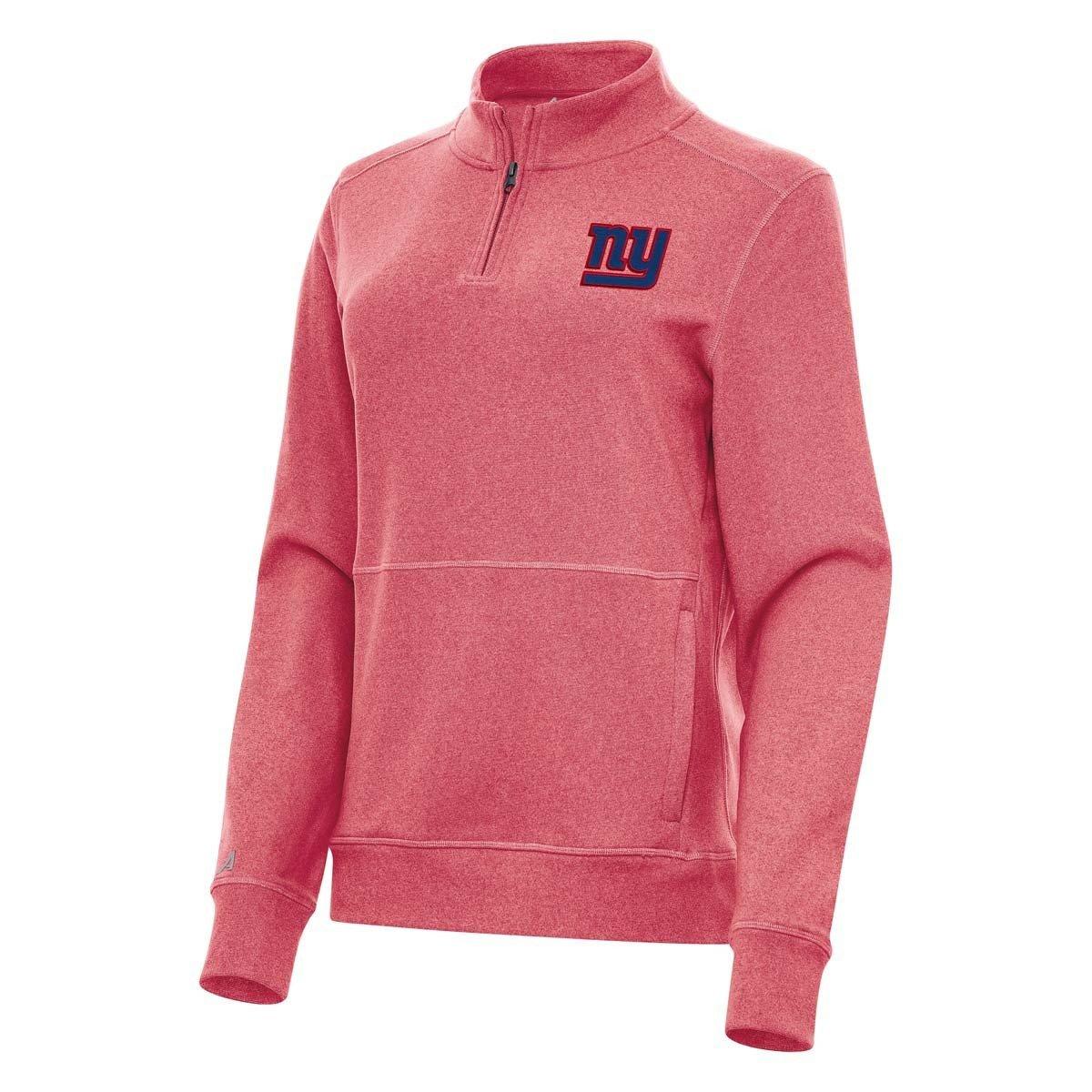 Women's Antigua  Heather Red New York Giants Crush Quarter-Zip Jacket