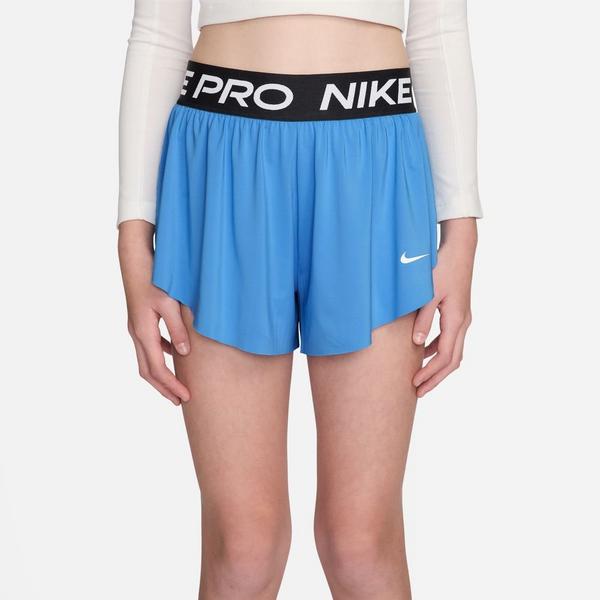 Girls' Nike Pro 2-in-1 Knit Shorts XSmall University Blue/Black/White