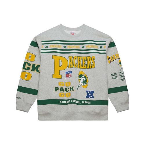 Mitchell and Ness Green Bay Packers All Over Print Vintage Crewneck - Primary Image