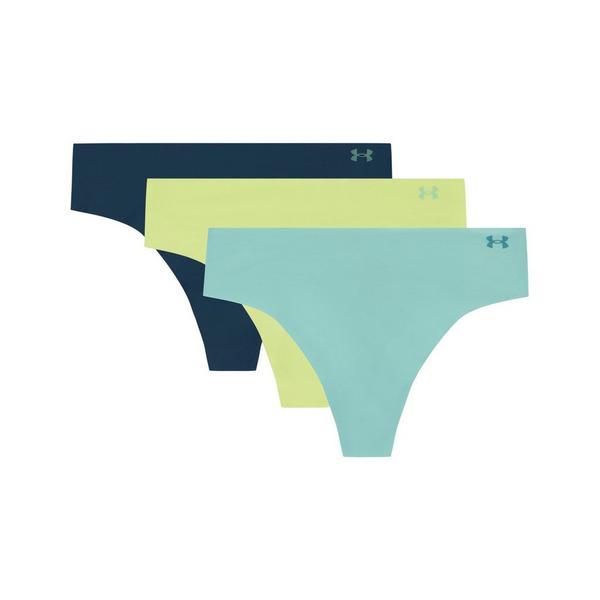 Women's Under Armour Pure Stretch No Show Thong Underwear 3 Pack XLarge Blue Haze