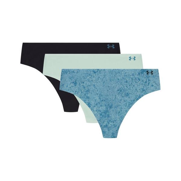 Women's Under Armour Pure No Show Thong Underwear 3 Pack XLarge Blue
