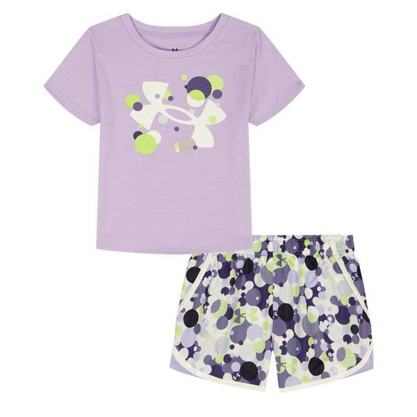 Girls' Under Armour Printed Woven Set Toddler 2T Purple