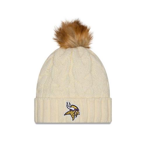 Women\'s New‎ Era Cream Minnesota Vikings 2022 Sideline Cuffed Knit Hat Women main image 4