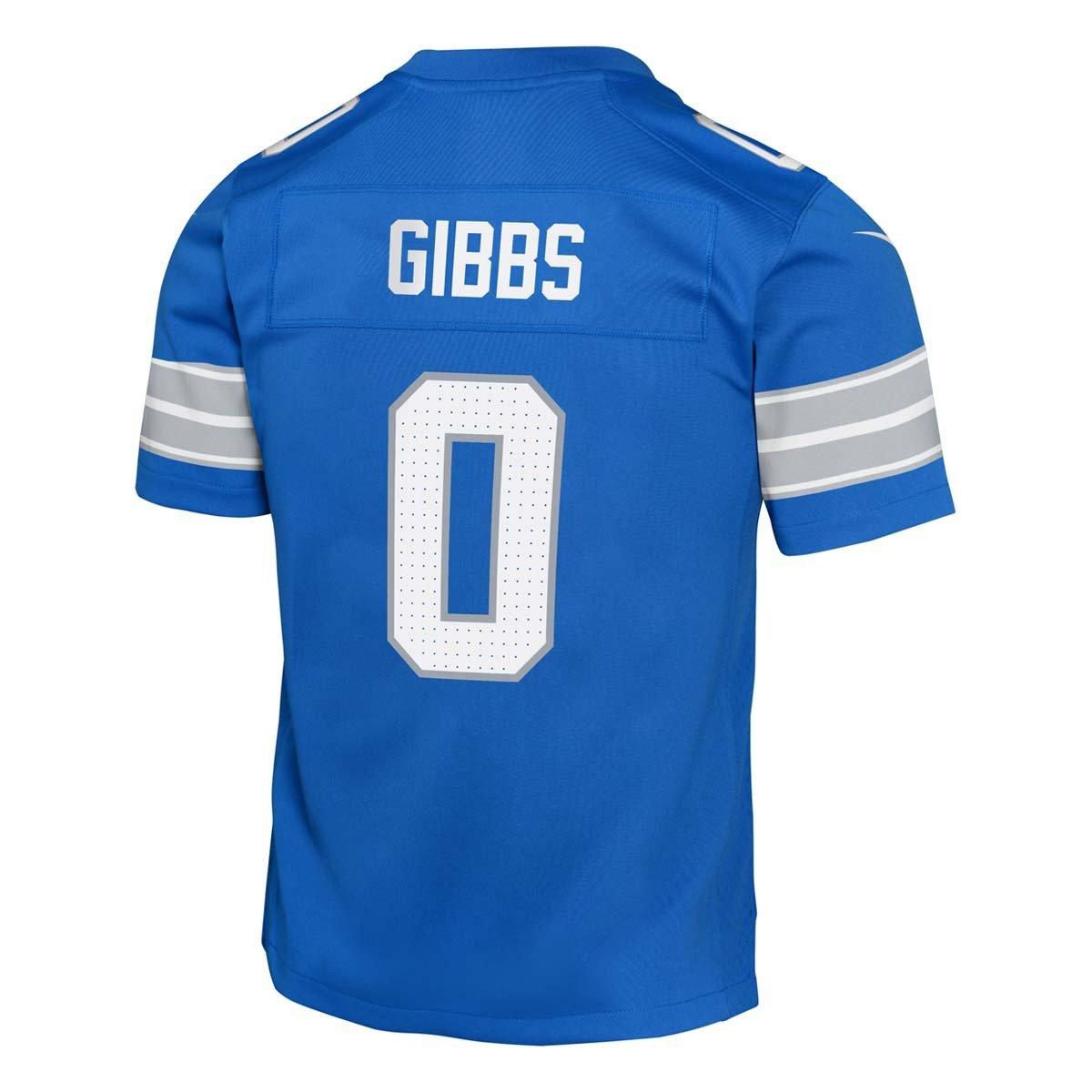 thumbnail image 2 of Jahmyr Gibbs Stitched Youth Jersey #0 – Detroit Lions – White, Blue, Black – S-XL 2 of 5