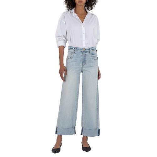 Women's KUT from the Kloth Gwen Roll Up Relaxed Fit Wide Leg Jeans - Primary Image