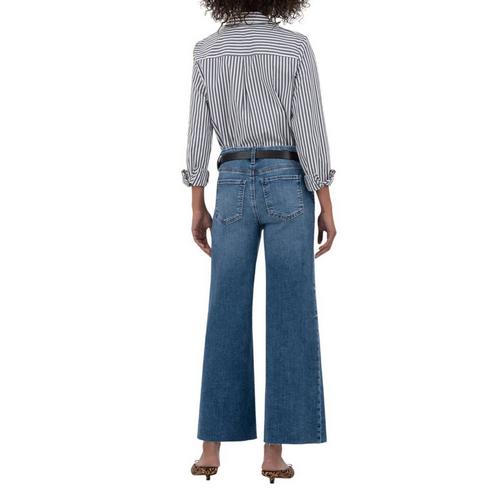 Women's KUT from the Kloth Meg Fab Ab Raw Hem Relaxed Fit Wide Leg Ankle Jeans - Primary Image