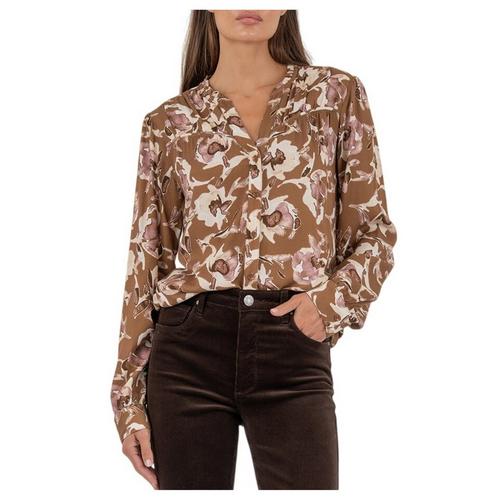 Women's KUT from the Kloth Isley Long Sleeve Notch Neck Blouse - Primary Image