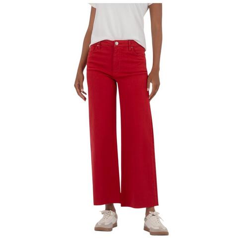 Women's KUT from the Kloth Meg Fab Ab Ruby Red Relaxed Fit Wide Leg Ankle Jeans - Primary Image