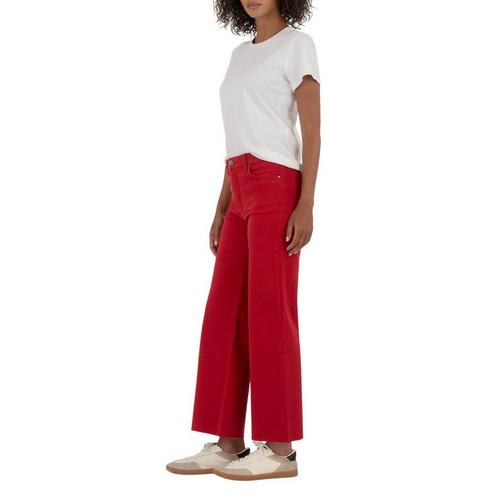 Women's KUT from the Kloth Meg Fab Ab Ruby Red Relaxed Fit Wide Leg Ankle Jeans - Primary Image