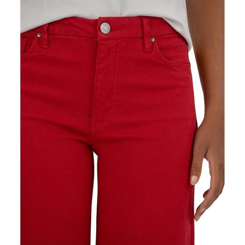 Women's KUT from the Kloth Meg Fab Ab Ruby Red Relaxed Fit Wide Leg Ankle Jeans - Primary Image