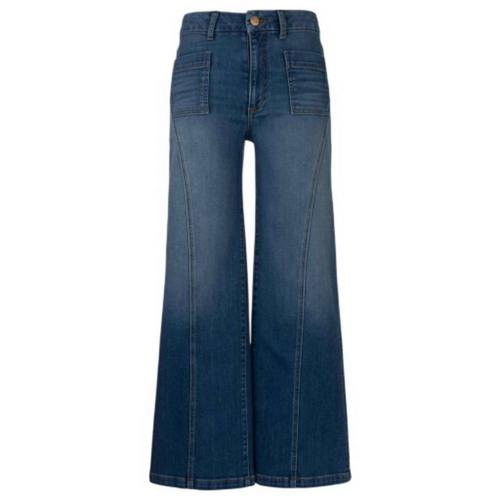 Women's KUT from the Kloth Charlotte Front Seam Patch Pocket Relaxed Fit Wide Leg Ankle Jeans - Primary Image