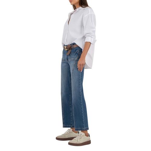Women's KUT from the Kloth Charlotte Front Seam Patch Pocket Relaxed Fit Wide Leg Ankle Jeans - Primary Image