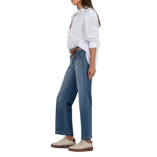 Women's KUT from the Kloth Charlotte Front Seam Patch Pocket Relaxed Fit Wide Leg Ankle Jeans - Primary Image