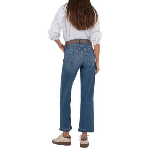Women's KUT from the Kloth Charlotte Front Seam Patch Pocket Relaxed Fit Wide Leg Ankle Jeans - Primary Image