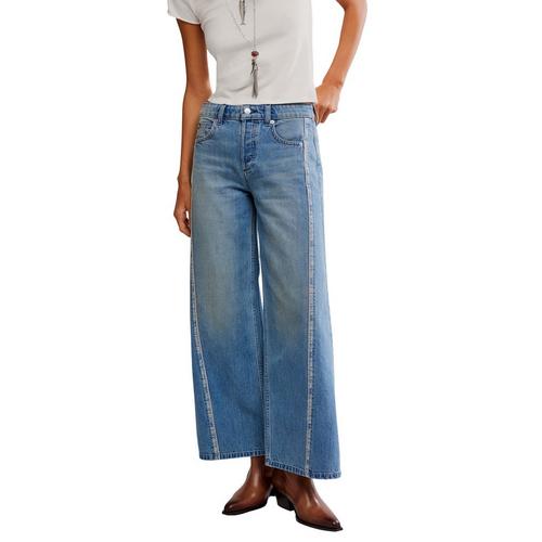 Women's Free People We The Free On The Edge Selvedge Wide Leg Jeans - Primary Image