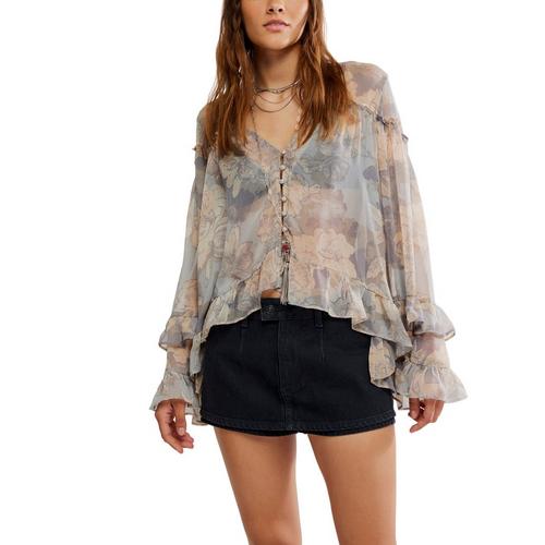 Women's Free People Day Dreaming Long Sleeve V-Neck Blouse - Primary Image