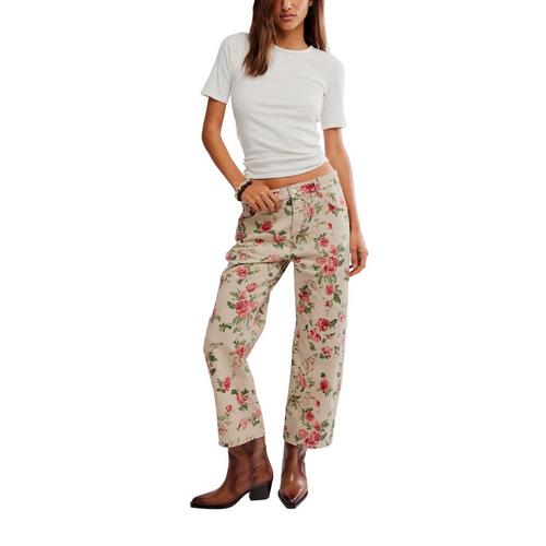 Women's Free People We The Free Deep Trance Printed Relaxed Fit Barrel Jeans - Primary Image