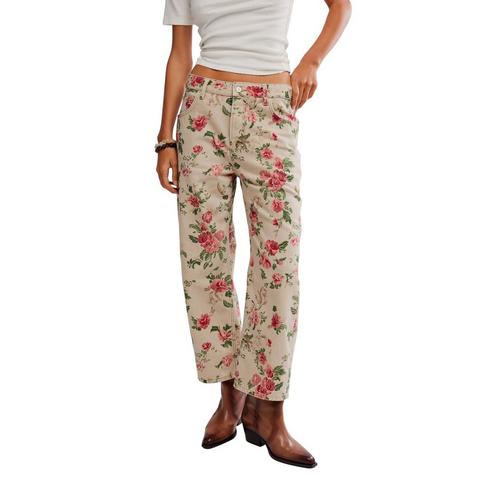 Women's Free People We The Free Deep Trance Printed Relaxed Fit Barrel Jeans - Primary Image