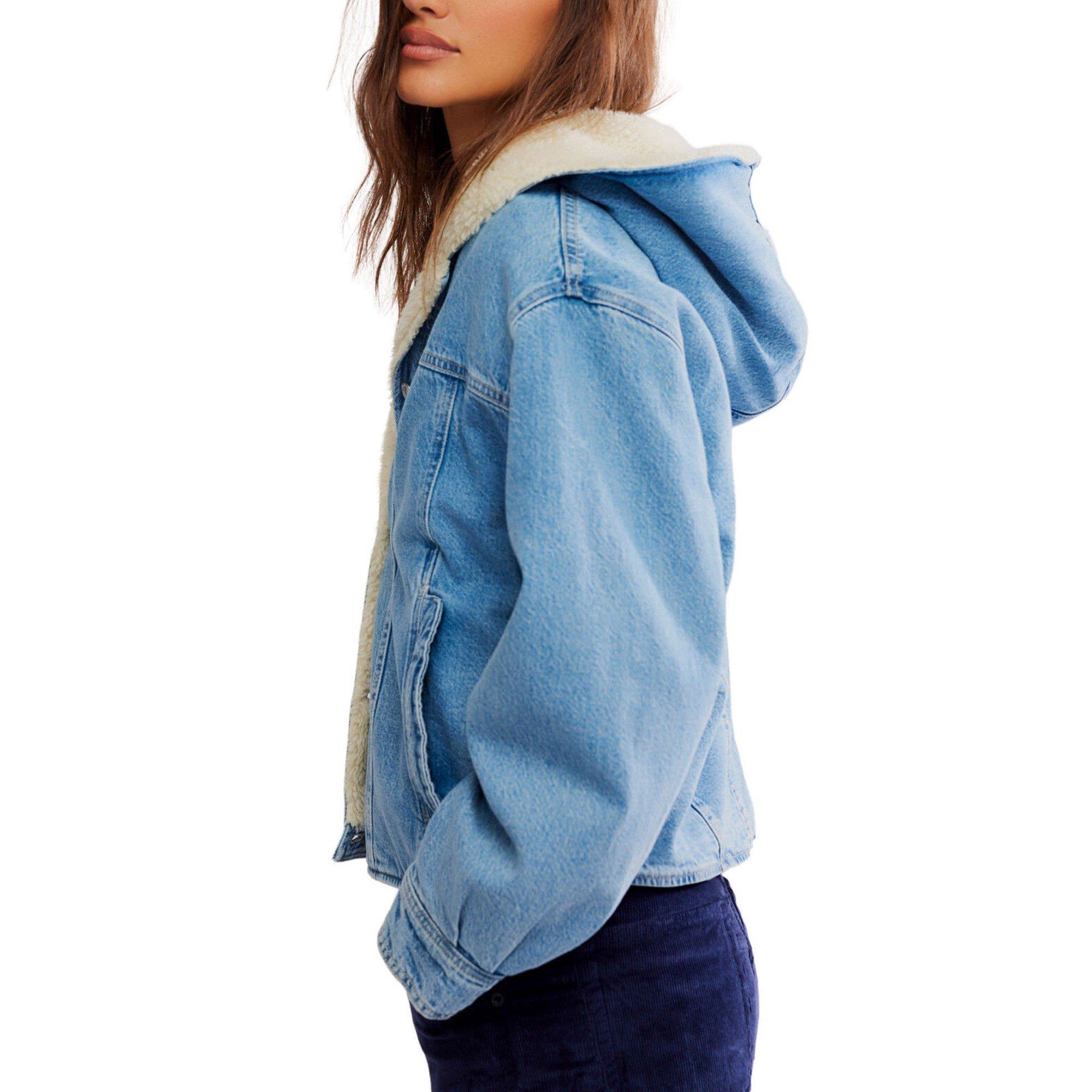 Women's Free People We The Free Asher Cozy Hooded Denim Jacket
