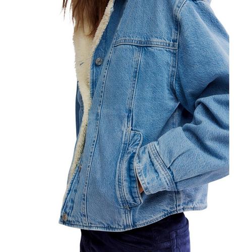 Women's Free People We The Free Asher Cozy Hooded Denim Jacket - Primary Image