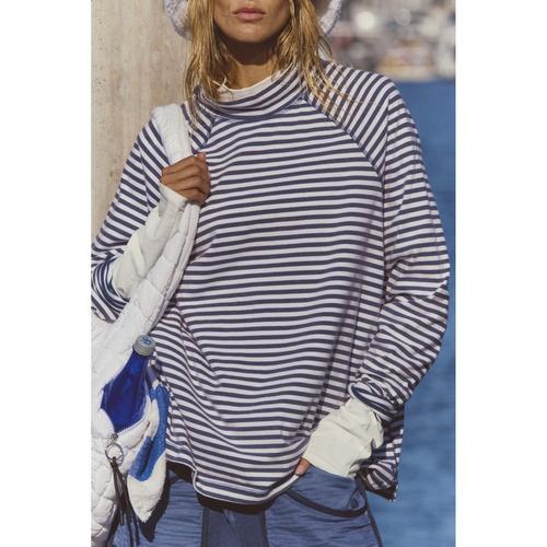 Women's FP Movement Restoration Yarn Dye Stripe Long Sleeve Mock Neck Shirt - Primary Image