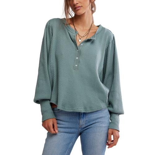 Women's Free People We The Free Quinn Knit Thermal Long Sleeve Henley - Primary Image