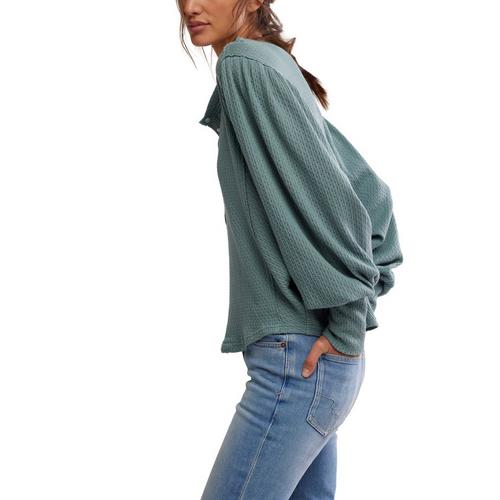 Women's Free People We The Free Quinn Knit Thermal Long Sleeve Henley - Primary Image