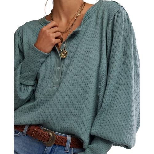 Women's Free People We The Free Quinn Knit Thermal Long Sleeve Henley - Primary Image