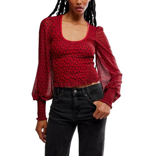 Women's Free People Dottie Printed Knit Long Sleeve Scoop Neck Shirt - Primary Image