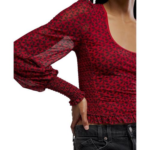 Women's Free People Dottie Printed Knit Long Sleeve Scoop Neck Shirt - Primary Image