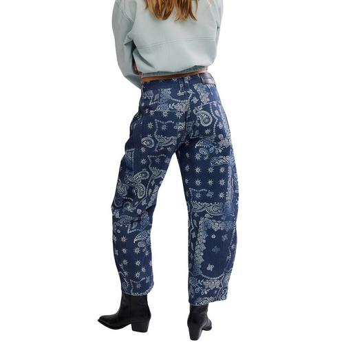 Women's Free People We The Free Good Luck Printed Relaxed Fit Barrel Jeans - Primary Image
