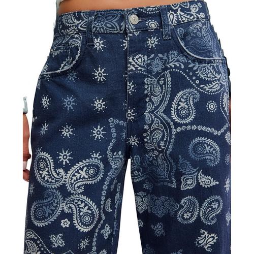 Women's Free People We The Free Good Luck Printed Relaxed Fit Barrel Jeans - Primary Image