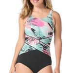 Women's Gabar Rythmic Fronds High Neck One Piece Swimsuit - Thumbnail 1 of 2