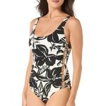 Women's Carmen Marc Valvo Shirred Beaded Scoopneck One Piece Swimsuit - Thumbnail 1 of 3