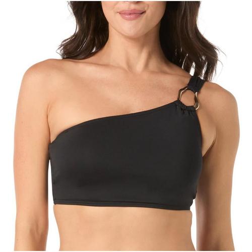 Women's Carmen Marc Valvo One Shoulder Ring Crop Swim Bikini Top - Primary Image