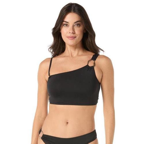 Women's Carmen Marc Valvo One Shoulder Ring Crop Swim Bikini Top - Primary Image