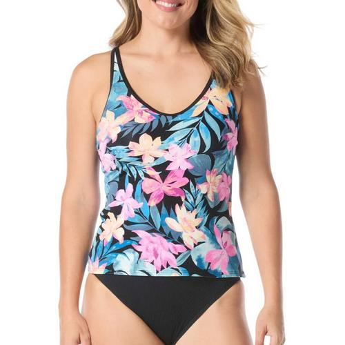 Women's Beach House Ambition Fitted Cross Back Textured Swim Tankini - Primary Image