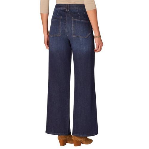 Women's Democracy Petite "Ab"Solution Skyrise Tulip Hem Wide Leg Jeans - Primary Image