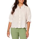 Women's Democracy Crochet Inset Blouson Sleeve Button Up Shirt - Thumbnail 1 of 3