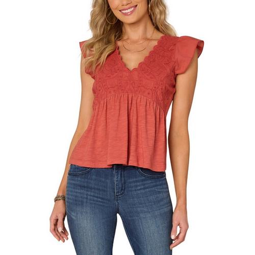 Women's Democracy Flutter Mixed Media V-Neck Shirt - Primary Image