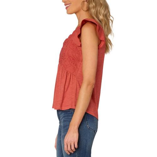 Women's Democracy Flutter Mixed Media V-Neck Shirt - Primary Image