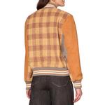 Women's Democracy Round Patch Pocket Mixed Media Bomber Jacket - Thumbnail 3 of 4