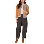 Women's Democracy Round Patch Pocket Mixed Media Bomber Jacket - Thumbnail 4 of 4