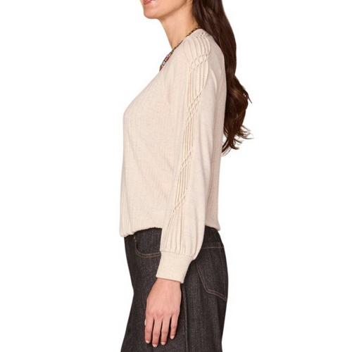 Women's Democracy Cased Hem Knit Long Sleeve V-Neck Shirt - Primary Image