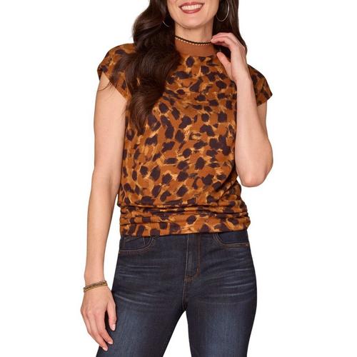 Women's Democracy Printed Knit Mock Neck Shirt - Primary Image