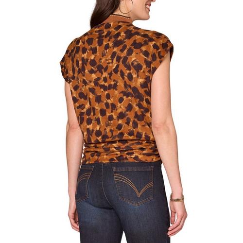 Women's Democracy Printed Knit Mock Neck Shirt - Primary Image